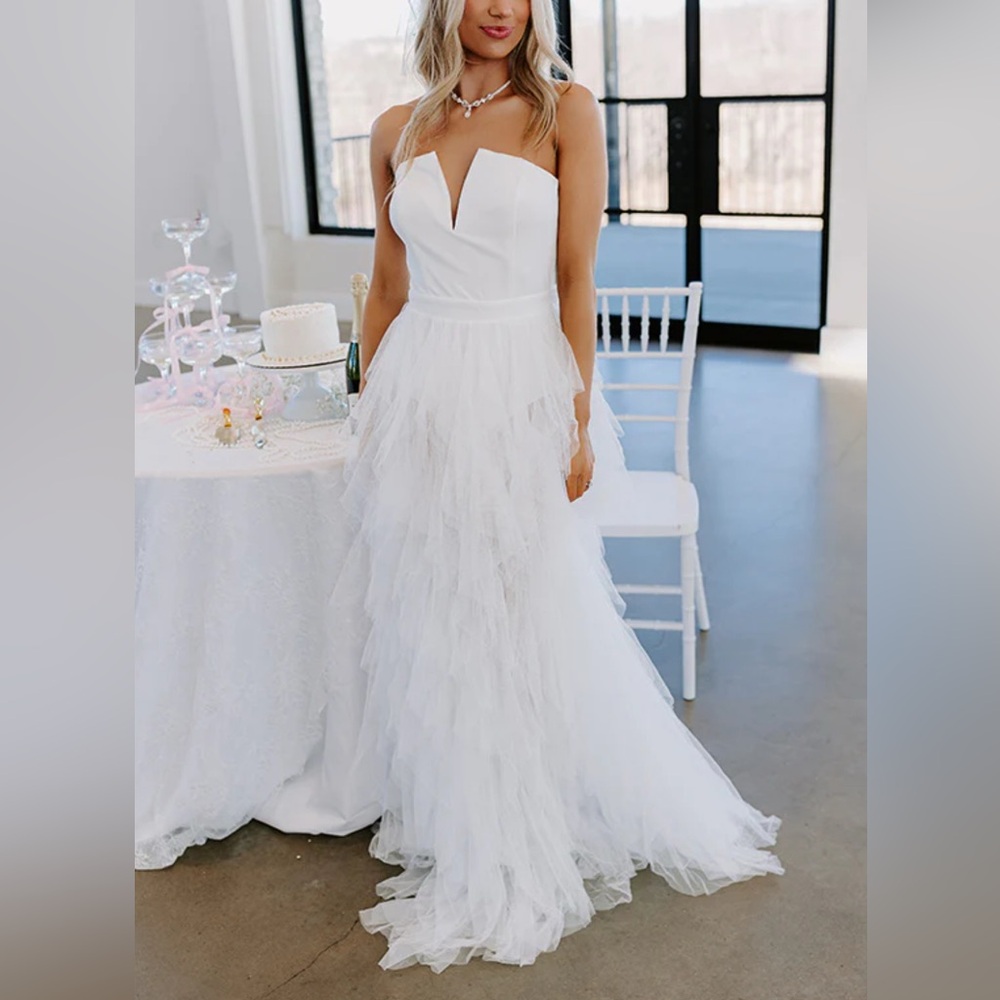 NWT White Tulle Maxi Dress size S